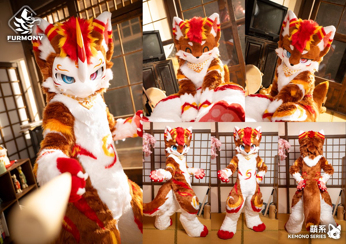 furmony's tweet photo. 「New Commission Finished」  
"Knows how to eat at the top, knows how to lie flat at the bottom. Can be salty or sweet, can stretch or shrink.
How about that? Impressive, aren't I? Scared yet?"
Thanks for the trust from @TheVulpesYoken

#furmony #furry #fursuit #鸿萌造物 https://t.co/qbqseZsI2K