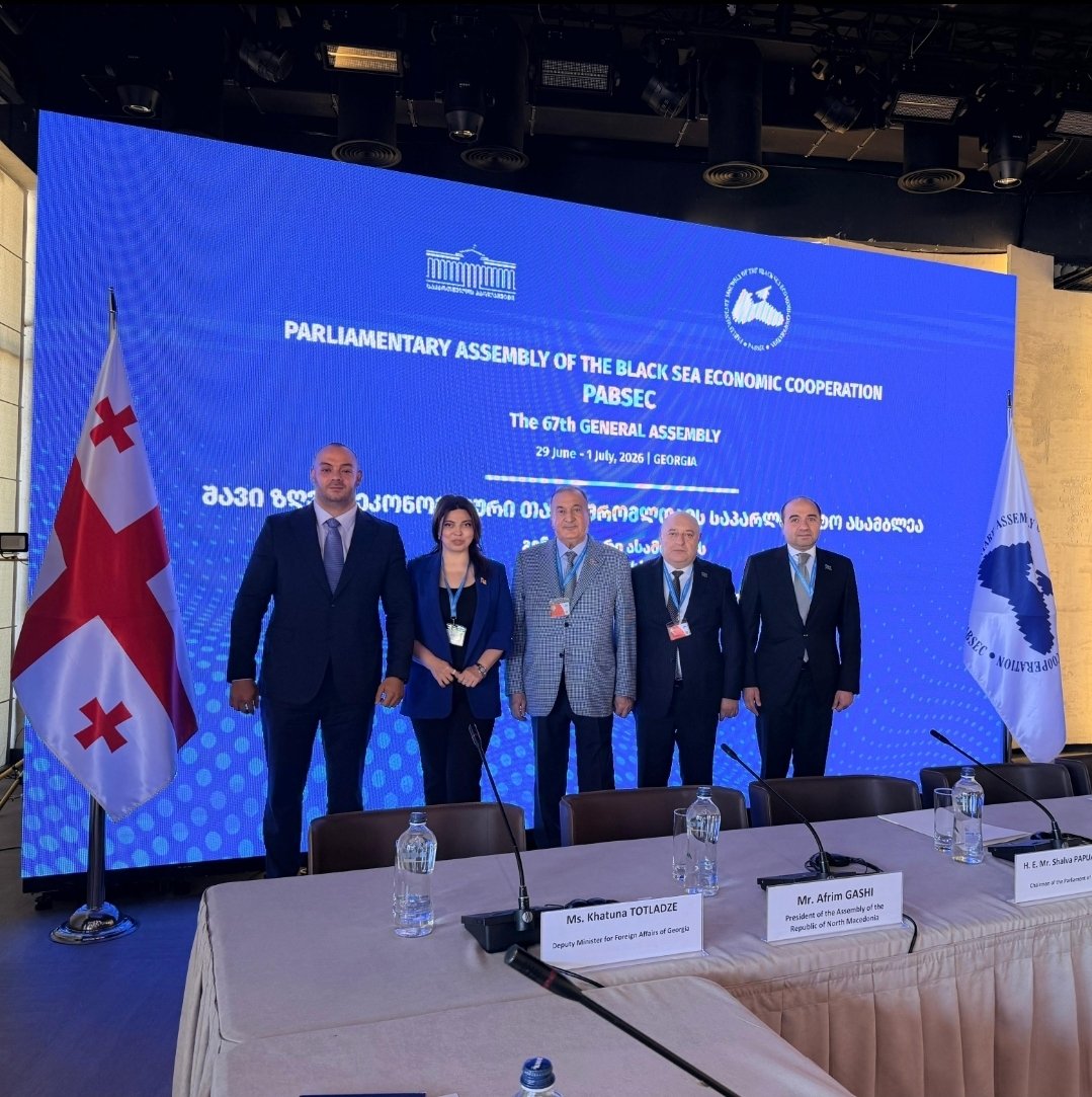 kamranbayramovm's tweet photo. With distinguished colleagues at the 67th #GeneralAssembly of the Parliamentary Assembly of the #BlackSea Economic Cooperation in #Mephiskalaki, #Georgia
#67thGeneralAssembly
#PABSEC
#DelegationofAzerbaijan
#Mephiskalaki
#Georgia https://t.co/FgA7i1l4q9