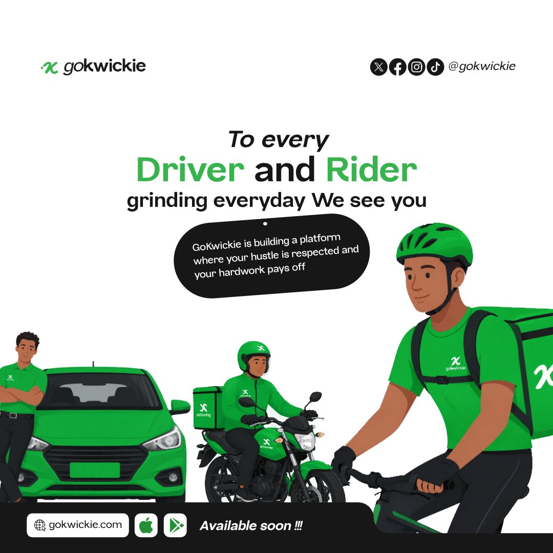 GoKwickie's tweet photo. Riders and drivers move this country every single day. through traffic, rain, long hours.
that kind of hustle deserves a platform that actually respects it.
GoKwickie is building that. follow us, this one's for you 👀💚
#GoKwickie #RidersOfNaija #NaijaHustle
Flood ||Blaqbones https://t.co/AK1i4S5NFZ