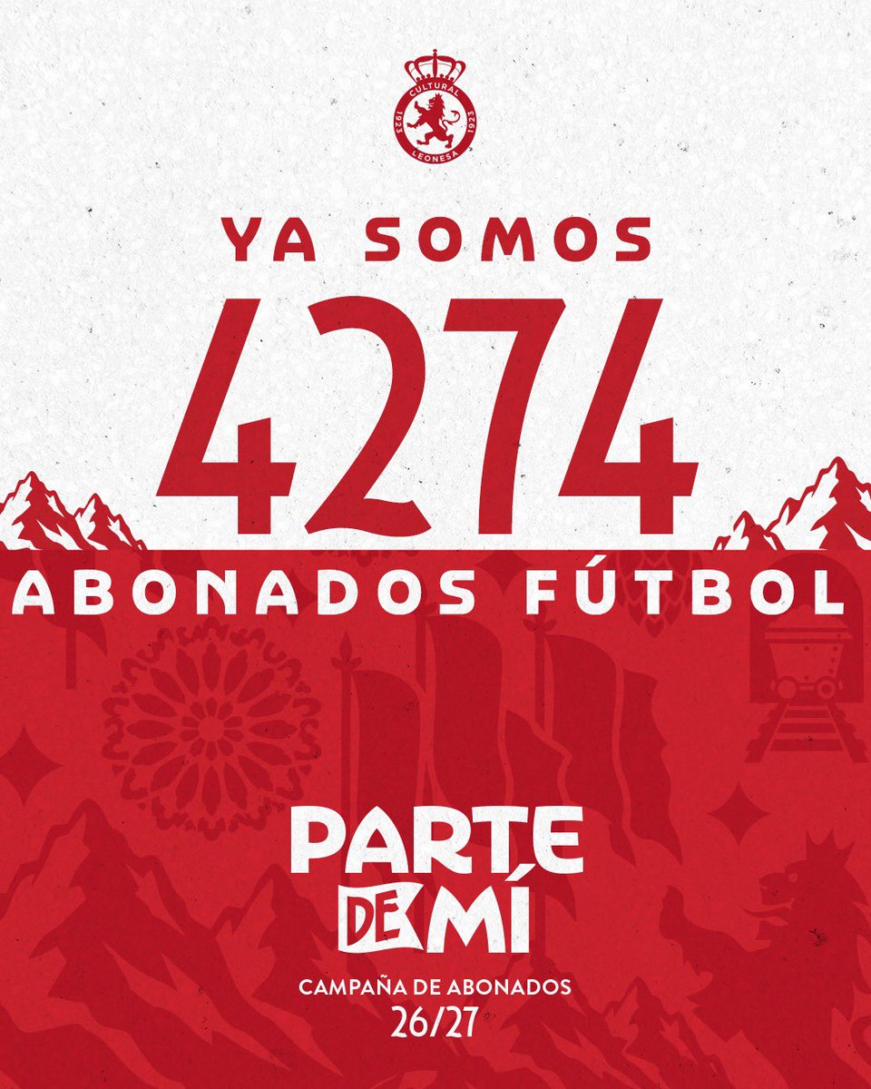 CyDLeonesa's tweet photo. 🎟️ #ParteDeMí

Ya hemos superado los 4️⃣0️⃣0️⃣0️⃣ abonados para la temporada 2026/27. ¡Muchísimas gracias afición!

📈 Queremos seguir creciendo 

🔗 Aquí toda la info de la campaña: https://t.co/F0WaTz6f4W

#AúpaCultu https://t.co/dKjqTbfyk1