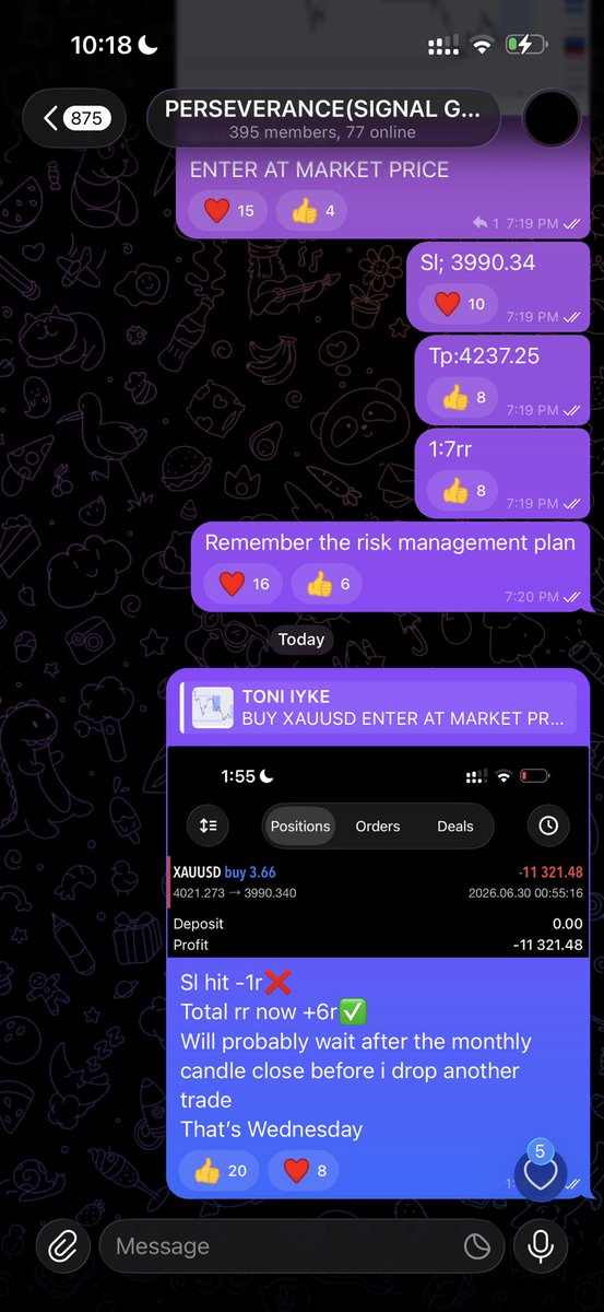 toni__iyke's tweet photo. Started the month with -5r in the group
Closed with +6r
A little slow month but in profit regardless and losses recovered.
Unto the next one. https://t.co/2LoiDOzQXz