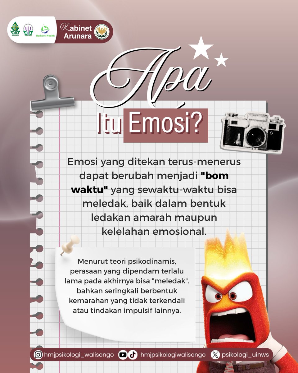 psikologi_uinws's tweet photo. Memendam emosi bukan berarti masalahnya hilang. Justru, emosi yang terus ditekan bisa berdampak pada kesehatan mental maupun fisik. 🌱

Dikelola oleh  
Divisi Media Informasi dan Komunikasi  
HMJ Psikologi 2026 
Kabinet Arunara https://t.co/sQ7TtfsCJu
