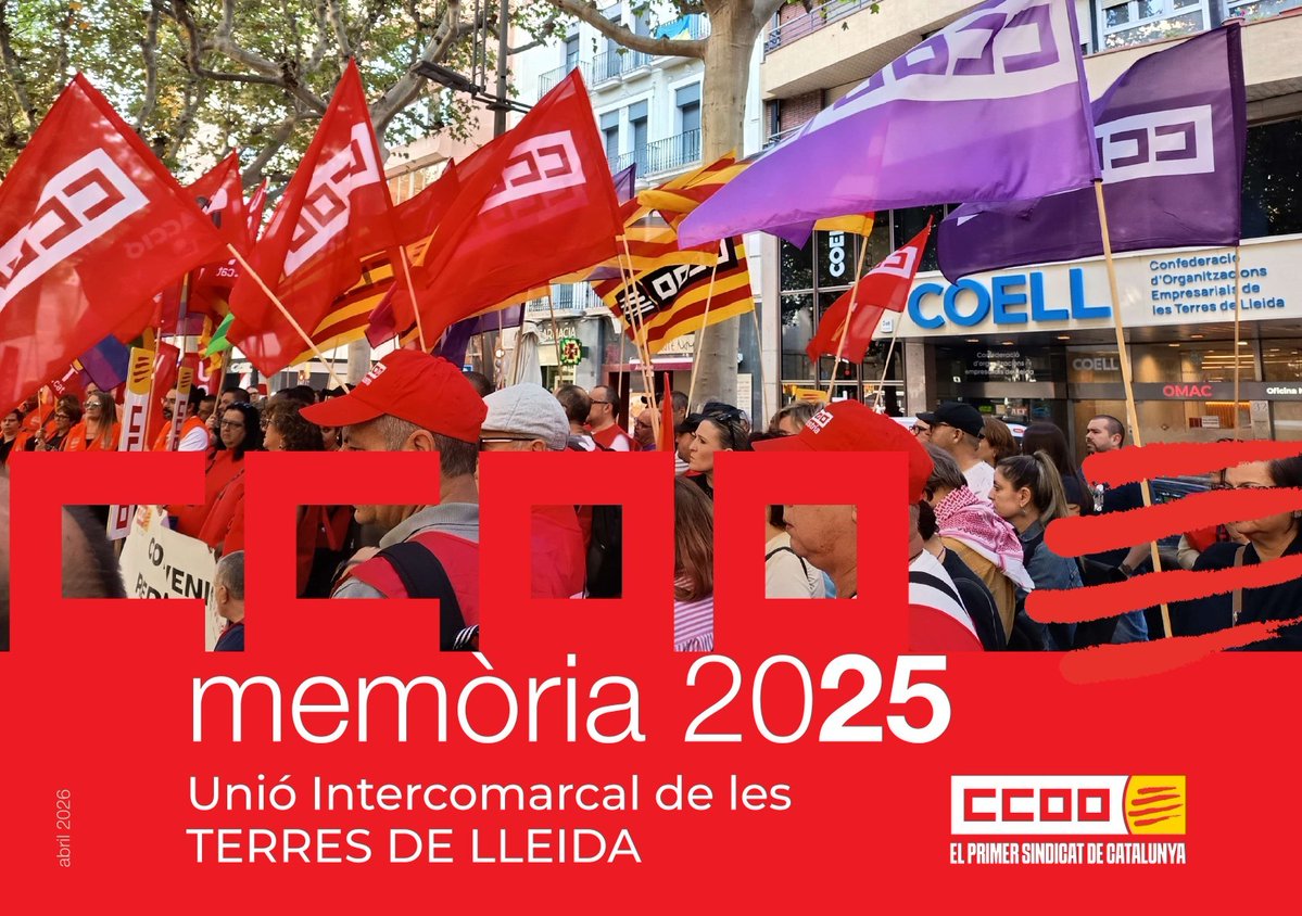 CCOOLleida's tweet photo. 🔔Memòria d’activitat del 2025, de CCOO de Lleida, hi trobareu l’activitat sindical que han dut a terme les dones i els homes del sindicat aquest any.
Llegiu-la!!
https://t.co/D904uxudWE https://t.co/TQEGCPgZDo