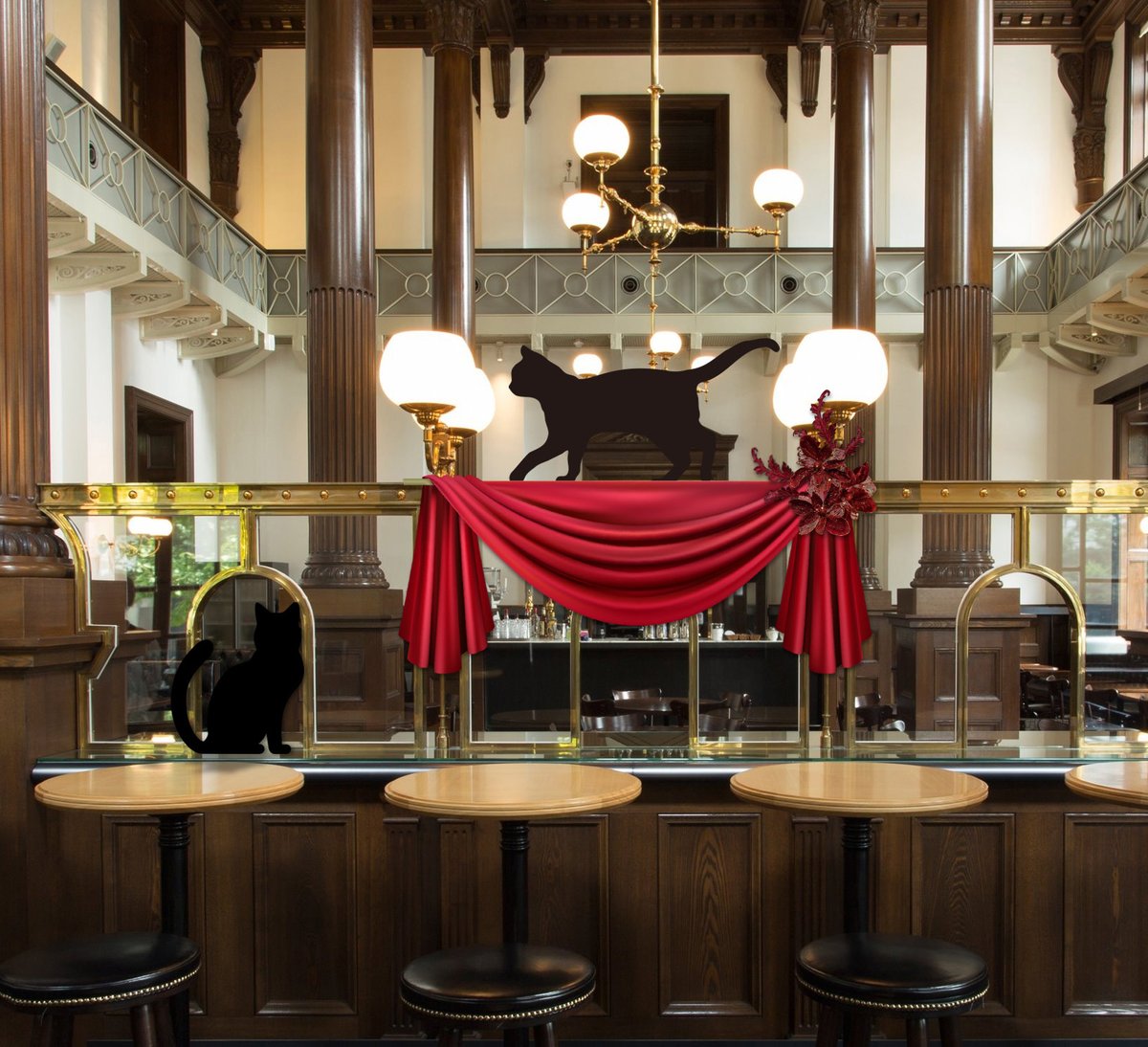 ichigokan_PR's tweet photo. 【“カフェ”に集う芸術家×Café 1894】
Café 1894にも猫モチーフが期間限定で登場します！
展覧会と関連した特別装飾を行うのは初めての試みです。
タイアップメニューと併せて、展覧会の世界観をCafé 1894でもご堪能ください。

猫モチーフの特別装飾実施期間：2026年7月14日（火）～9月23日（月・祝）

＊写真は装飾のイメージです。

#カフェ展
#cafe1894