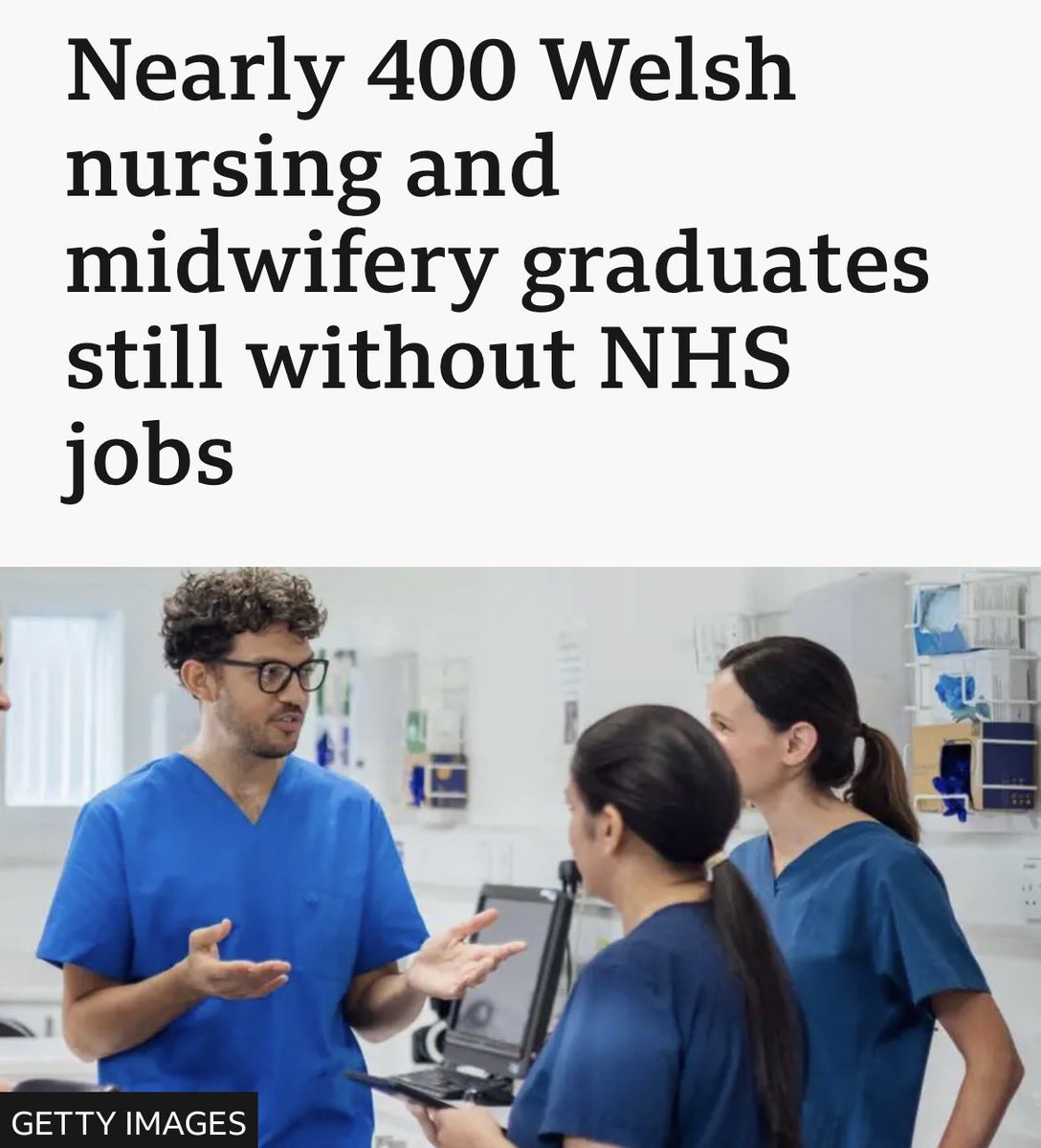 SeneddWaste's tweet photo. Next time Senedd members tell us the NHS relies on migration, show them this. 

Train more doctors and nurses here. 

Give them jobs. https://t.co/Dy9TNNqn1L