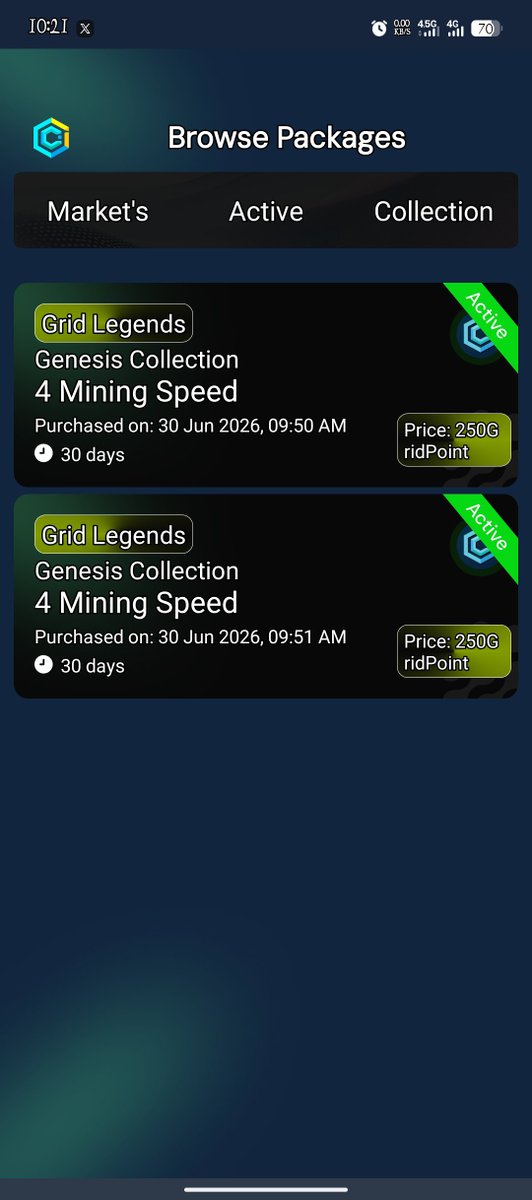 Absenior240's tweet photo. @Chain_Grid I bought 2 Genesis collection but my mining speed didn't increase? While you have deducted it from my balance? https://t.co/kSiUDwPVMC