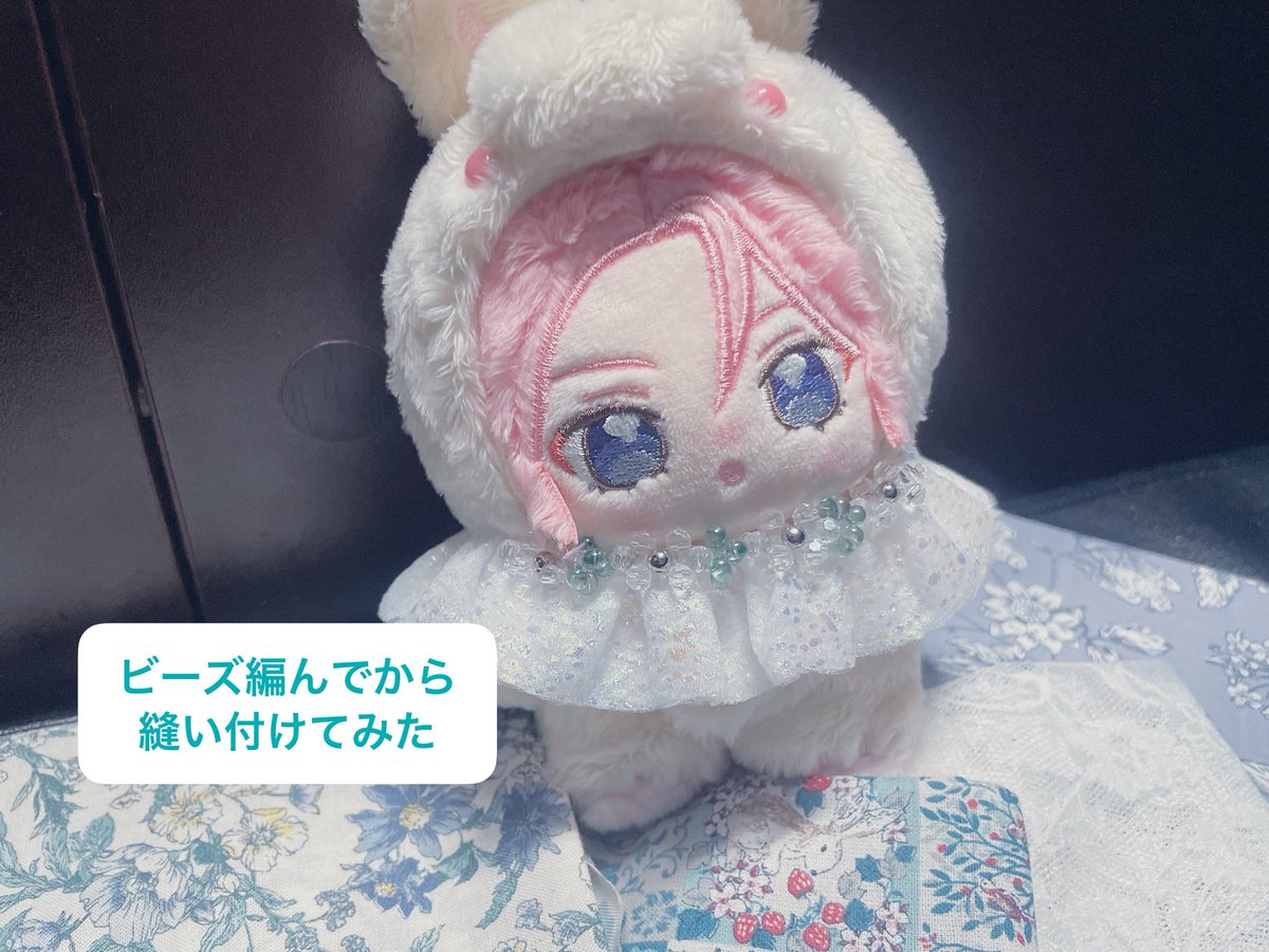 1910to's tweet photo. くまさんぬい活はずっとしてますが
今月からあんスタのいつぬい活始まりました！

それに因んで
セリアで販売してあるこちらに

ビーズを編んでから縫い付けてみた！

 #ハンドメイド 
 #ビーズ https://t.co/NqJOrCBEaP