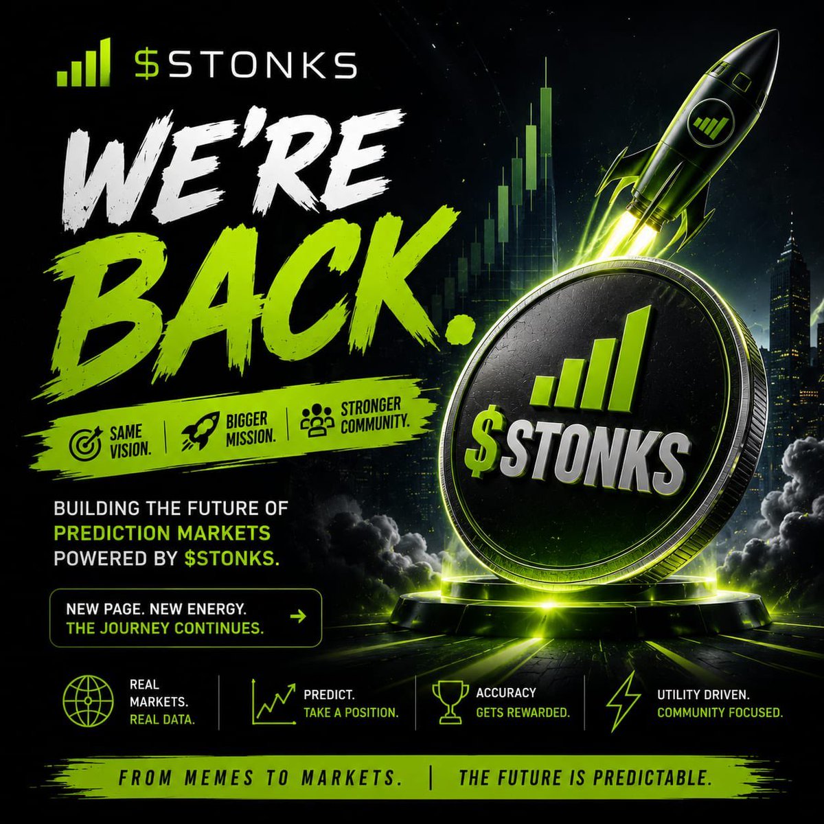 token__stonks's tweet photo. Every great movement has a beginning.

Welcome to the new home of $STONKS.

The vision is clear.
The mission is bigger.
The future is ours.

From Memes ➡️ Markets. 🚀

#STONKS https://t.co/AgNenVFt5k
