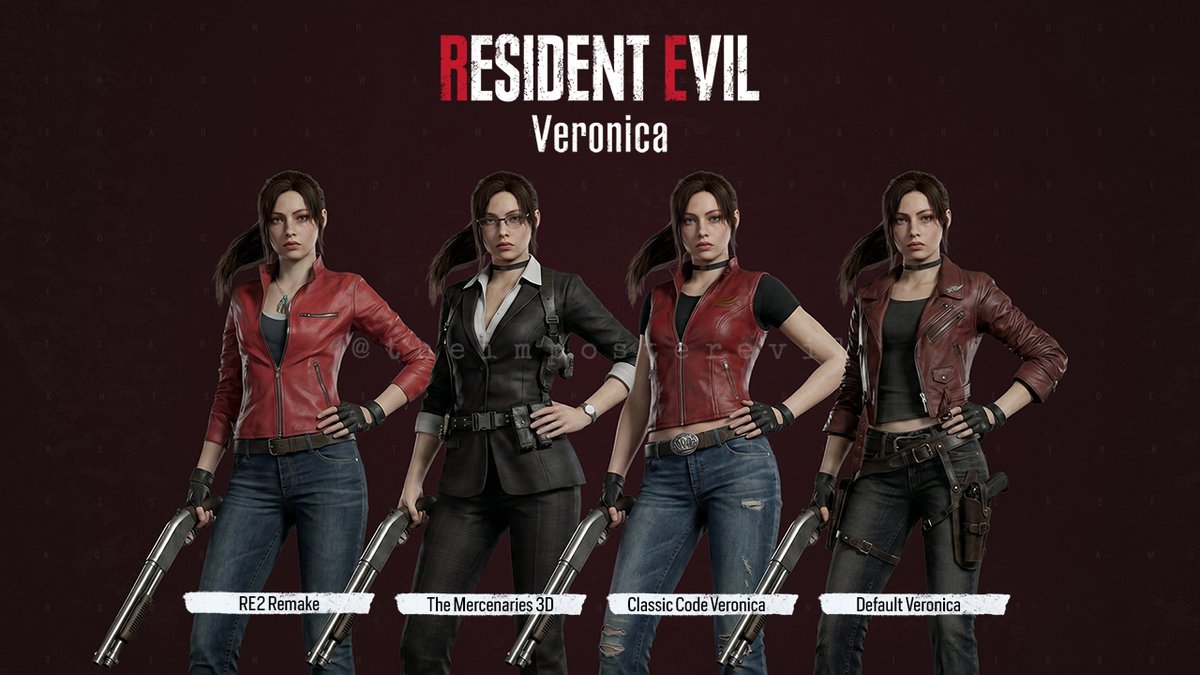 theimposterevil's tweet photo. Alright, clearly Veronica is gonna have some costumes for Claire, That’s my prediction anyway, plus a 3D model like pixel version in RE2R. And of course, there’ll be some special costumes as well that we can’t even guess right now!

#ResidentEvil #REVeronica #ClaireRedfield https://t.co/Tlbi62IR1A