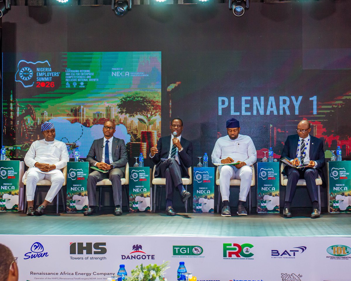 officialNESG's tweet photo. Conversations that shape the future of enterprise and economic growth. 🇳🇬

Yesterday, the #NESG was proud to participate in the Nigeria Employers' Summit, contributing to high-level discussions on leveraging reforms and ESG for enterprise competitiveness and inclusive growth.

Representing our CEO, Dr. Tayo Aduloju, NESG's Principal Economist, Dr. Wilson Erumebor, joined a distinguished panel to examine how ongoing macroeconomic reforms, sustainable business practices, and stronger ESG frameworks can help address pressing national challenges, from housing and healthcare to tax and power reforms. The conversation reinforced the importance of bold, coordinated action to create a more competitive business environment and deliver inclusive prosperity for all Nigerians.

#NigeriaEmployersSummit #EconomicReforms #ESG #InclusiveGrowth #EnterpriseCompetitiveness #Prosperity #PolicyDialogue