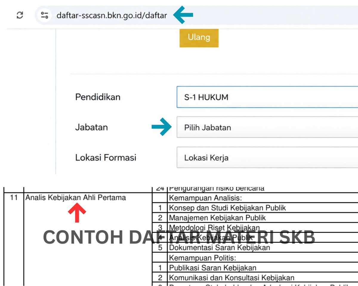 vindikasi's tweet photo. PLUS MINUS Pilih Jabatan ANALIS KEBIJAKAN Ahli Pertama

Seperti yg diketahui kalau saat daftar SSCASN, tidak bisa di-submit tanpa memilih jabatan.
Maka kita harus punya pilihan jabatan sebelum mulai daftar SSCASN

PLUS +
1. Kualifikasi pendidikan banyak, 350 prodi berbeda (lihat detail prodi di reply).
2. Pesaing sedikit, karena kebanyakan formasi dipecah ke beberapa lokasi formasi, sehingga pelamar tidak numpuk di satu lokasi formasi, kecuali beberapa K/L yg buka hanya di satu lokasi formasi.
3. Banyak instansi K/L yg buka.
4. Formasinya selalu banyak setiap instansi, hanya ada 2 instansi K/L yg buka dibawah 5 orang.
5. Jabatan Fungsional (ada jenjang karir : Ahli Pertama, Ahli Muda, Ahli Madya, Ahli Utama)

MINUS -
1. Materi SKB luas, karena ada materi Kemampuan Analitis dan Kemampuan Politis.
2. Khusus Kementerian Pertanian pelamarnya banyak, karena beberapa lokasi formasi membukan jurusan tertentu yg hanya bisa dilamar pada lokasi formasi tersebut (contohnya ada pada reply yg kedua)

Hanya buka di satu lokasi formasi umum, pada K/L:
Kementerian ATR/BPN (1) | ANRI (5) | BKKBN (11) | BPOM (9) | BPKP (6) | Kementerian Ketenagakerjaan (18) | Kementerian PPN/Bappenas (10)

Dipecah ke beberapa lokasi formasi, prodi semua lokasi sama, pada K/L:
BP2MI (3/2) | Kementerian Perdagangan (19/10)

Dipecah ke beberapa lokasi formasi, prodi semua lokasi belum tentu sama, pada K/L:
Kementerian Setneg (12/9) | Otorita IKN (17/34) | Pemprov DKI (63/62) | BAWASLU (5/2) | BMKG (4/4) | Kementerian Dalam Negeri (13/8) | Kementerian ESDM (68/46) | Kementerian Koperasi (12/8) | Kementerian Sosial (5/5) | Kementerian Perindustrian (16/8) | Kementerian Pertanian (14/9)