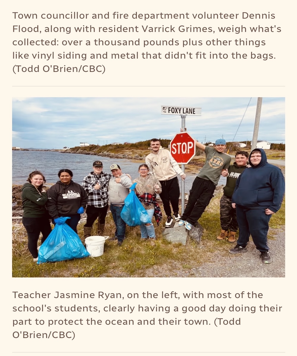 KindnessChamps's tweet photo. Love community and cleaning up🥰

The residents of Change Islands came together to pick up garbage and collected over 1000 POUNDS of debris🥳 This is a beautiful thing😎 #thereisgood❤️

Credit @CBC😊 https://t.co/ZMdt68c9N5 https://t.co/Af4VTjDsnt