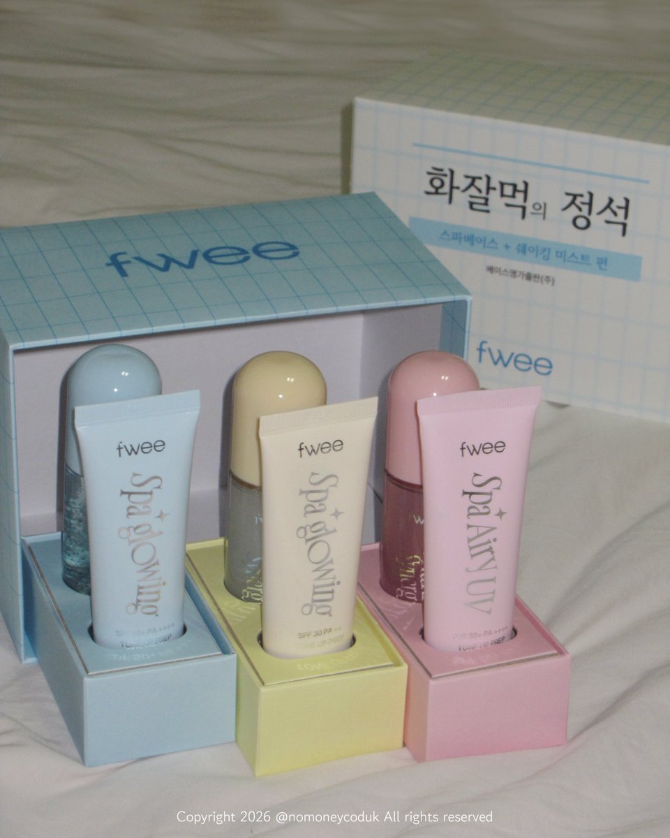 nomoneycoduk's tweet photo. [광고] #RT이벤트 @fwee_makeup

RT추첨 2분께 퓌 스파베이스 무광을 드립니다!

올영 1위 화잘먹템인 퓌의 스파베이스 다들 아시죠?
제가 너무나도 사랑하는 물광&속광이
여름용 무광 버전으로 새롭게 출시되었어요!

퓌 스파베이스 무광을 사용해보니
이거 완전 여름철 파데프리템으로 딱이더라구요🩷

무광 베이스와 찰떡궁합인 파우더 픽싱 미스트로 마무리해주면
완벽 매트 베이스를 하루종일 유지할 수 있어요!

텁텁한 매트가 아니라 피부가 너무 예뻐보여요.
모공요철 커버에 피치톤업까지 되면
저는 이제 무광 베이스만 사용하죠😍