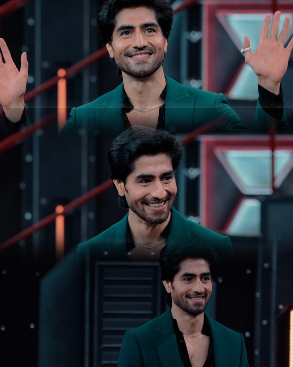 TeamHarshadOFC's tweet photo. The ground still trembled with the whispers of nervousness beneath his feet as he advanced. But then came the shift  a quiet fierce remembrance of self. He emerged heart raised like a flag of truth smile breaking across his face like dawn splitting the dark. The stage did not welcome him. It surrendered to him.

#HarshadChopda
#HarshadInLockUpp
#LockUpp
#NetflixIndia
