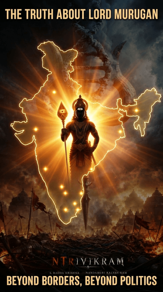 akaATP's tweet photo. Jr. NTR and director Trivikram just announced a film on Murugan. Within hours, Kollywood and Tollywood fans were fighting on Twitter over who "owns" the god.

BJP says he's Hindu. DMK says he's Tamil.
Both are missing 2,000 years of actual history. 🧵 https://t.co/Zog5OHB97c