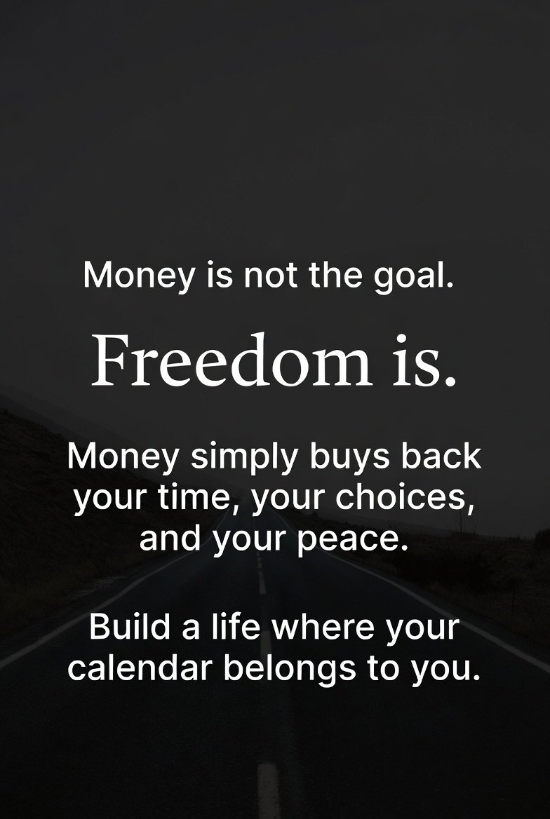 PeakMindsethub's tweet photo. Money is not the goal.

Freedom is.

Money simply buys back your time, your choices, and your peace.

Build a life where your calendar belongs to you.

#peakers https://t.co/z9ZZ622H0P