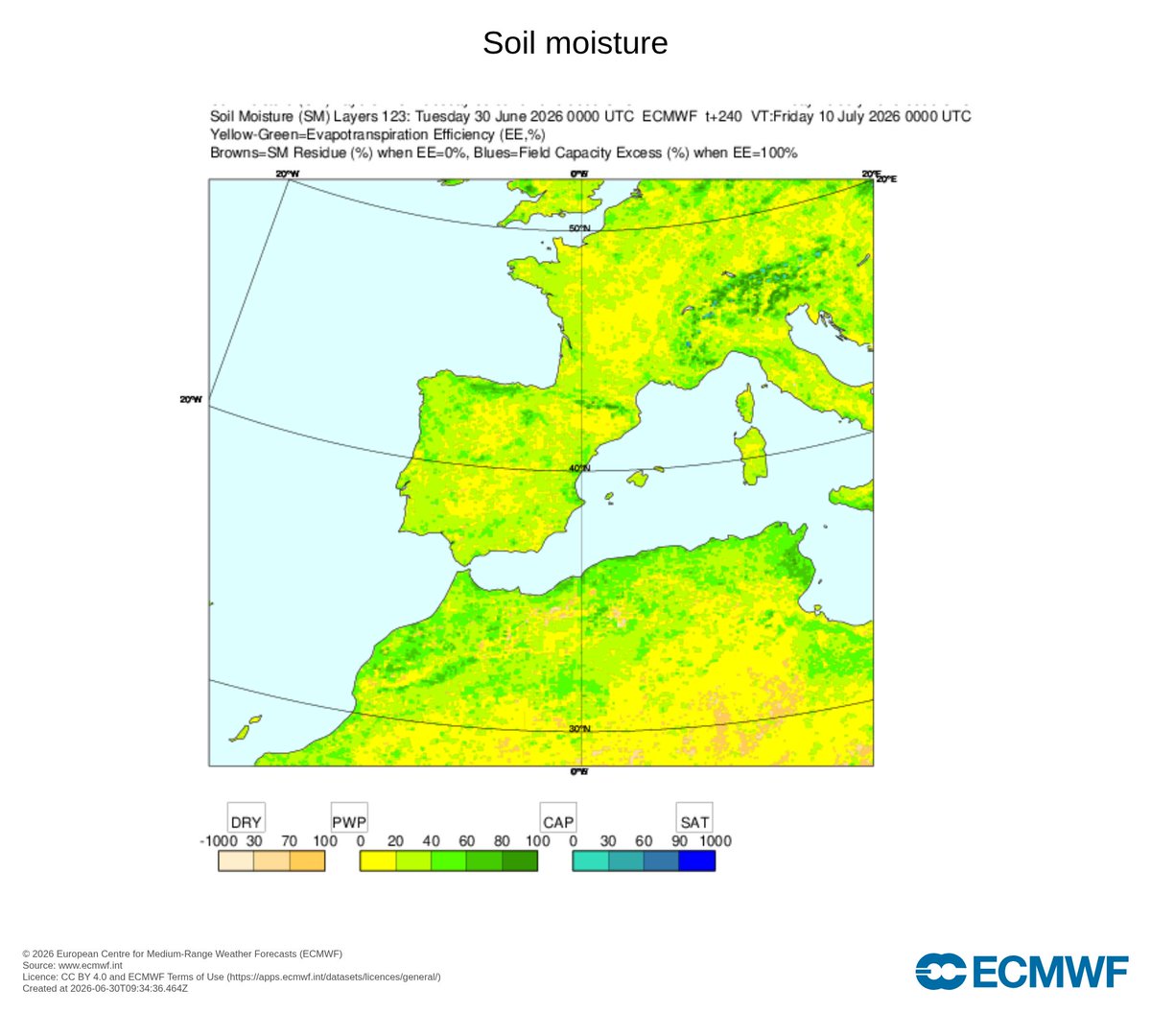 ExtremeMeteo's tweet photo. On s'oriente sur une sécheresse record des sols superficiels en surface pour début juillet. Très peu de pluie annoncé hormis quelques orages sur les reliefs. 

A ne pas confondre avec l'état des nappes phréatiques en profondeur, qui reste correct même si la vidange s'accélère.

Avec l'accélération du cycle d'eau, preuve en est qu'on peut passer en un clin d'oeil entre une situation très humide en surface à une situation très sèche. Des hivers très humides ne garantissent pas qu'il y ait aucune tension l'été suivant.