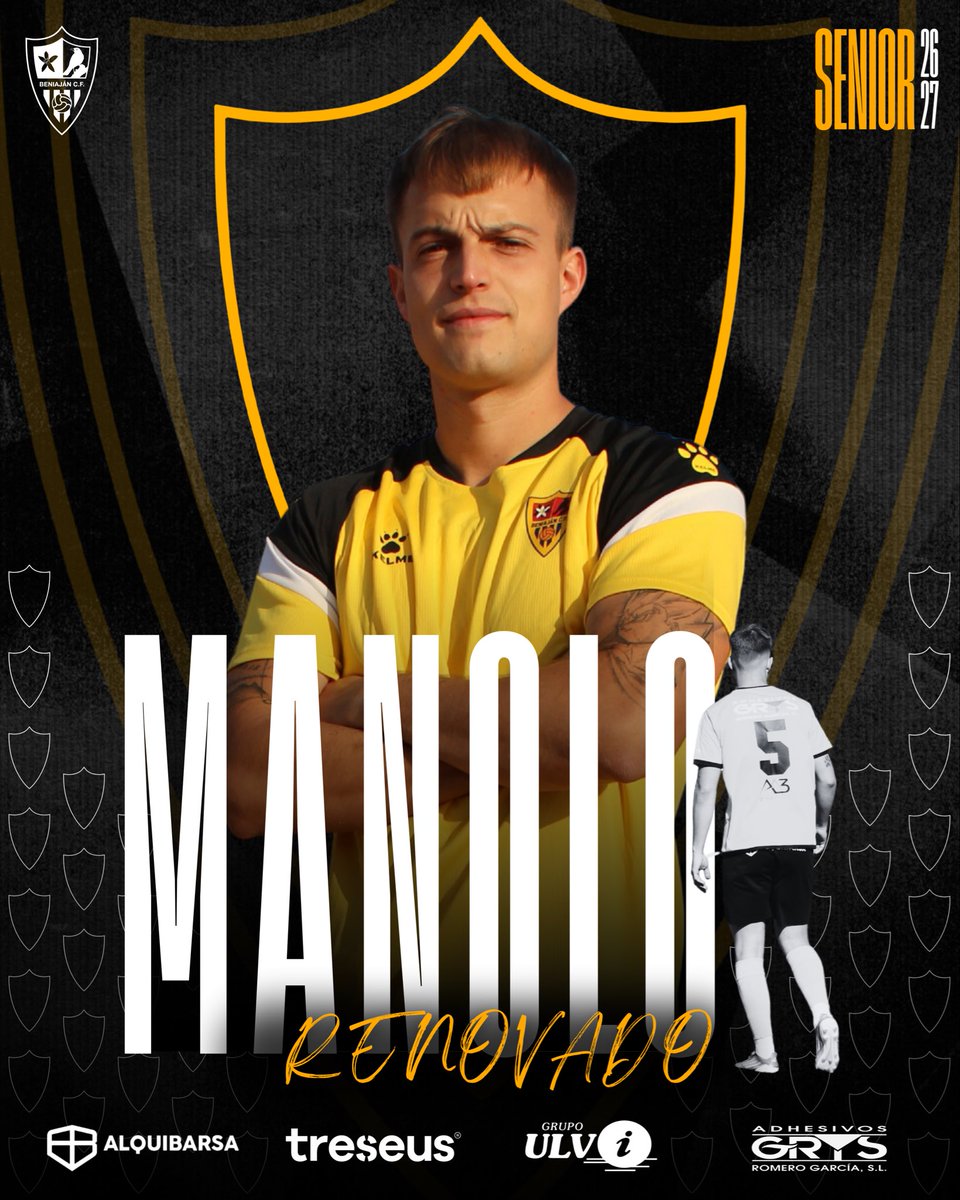 BeniajanCf's tweet photo. //MANOLO//

🤩Manolo continuará en nuestro equipo Senior en la 26/27🤩

Sus grandes actuaciones en los encuentros aporta al equipo seguridad y organización en la zona defensiva 🧱

Orgullosos de que sigas junto a nosotros Manolo💛🖤 https://t.co/9LC3HOOKcz