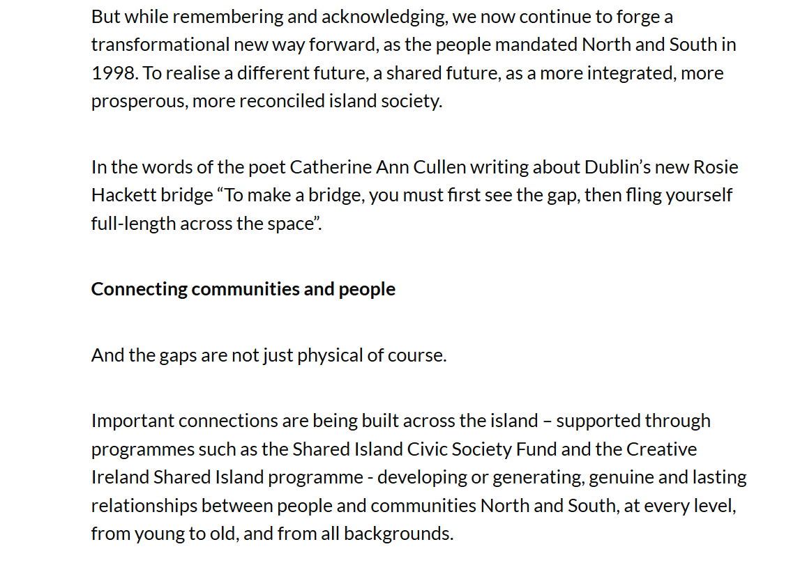 tarryathome's tweet photo. Thanks @MariaFlemingDub for news that An #Taoiseach quoted my Rosie Hackett poem, 'Naming a Bridge', in his keynote to the Shared Island Forum yesterday. Here's the quote, and a postcard of the poem, from The Other Now (Dedalus 2016). Makes a change from 'hope and history rhyme' https://t.co/OZAViQXRNm