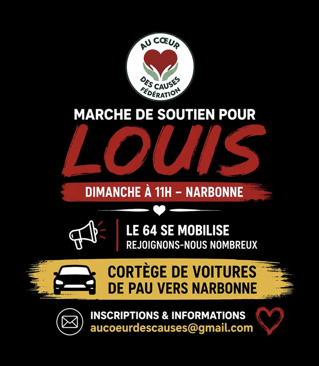 LeBergerEnracin's tweet photo. 🚨 Sur les réseaux sociaux, de nombreuses personnes s’organisent pour venir à la marche pour Louis qui aura lieu dimanche 11h à Narbonne.

Certains annoncent parfois faire 5 h de route pour être présent aux côtés de la famille

L’ampleur est nationale. Vous n’avez aucune excuse ! https://t.co/Ed2FNjH5Ud