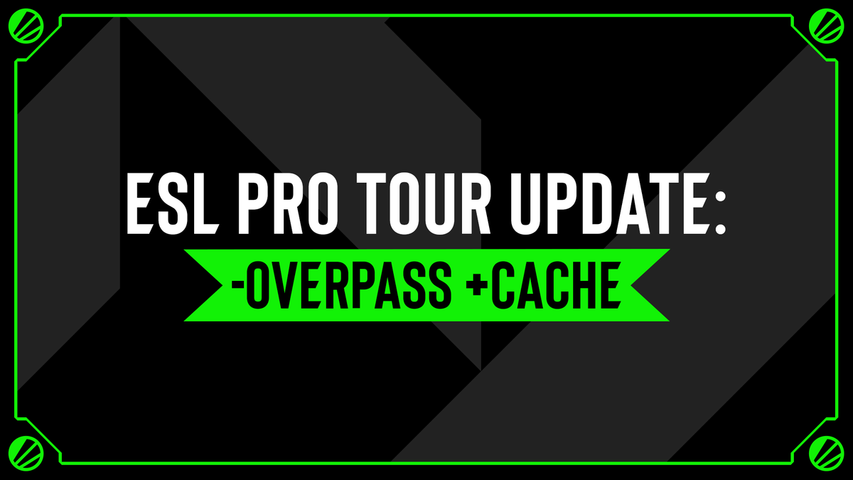 ESLCS's tweet photo. Following an update from Valve, the official map pool for CS will change for season 5, with de_cache replacing de_overpass.

This change comes into effect immediately for the #ESLProTour, starting with #ESLChallengerLeague Season 52 and beyond. https://t.co/E6cvEa7ix7