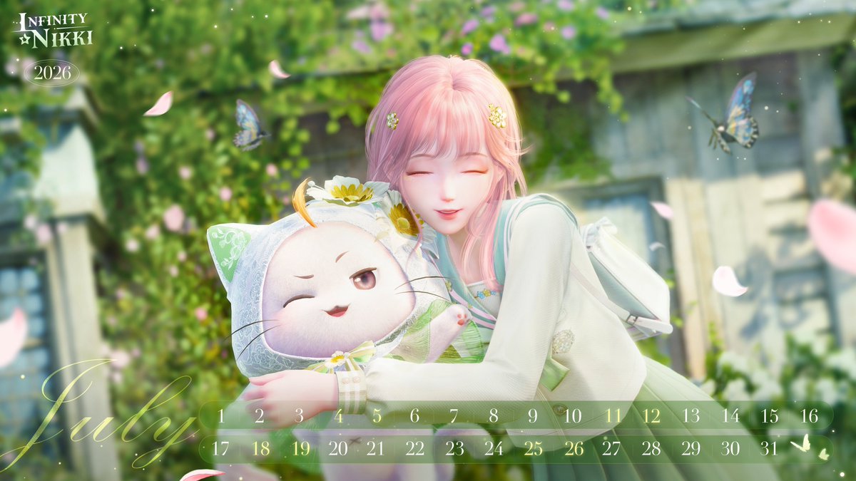 InfinityNikkiEN's tweet photo. ♾ INFINITY | Whimsical Treasure
[Calendar for July 2026] ✨
Look at the camera. 3, 2, 1—! 📸
Sunlit shadows drift gently across the season,
and in the glow of summer's brightest days,
your radiant smile becomes a memory to keep.

======
Dear stylists, the July 2026 calendar is here. May this midsummer bring you countless smiles and memories that shine for years to come.

——
➤ Infinity Nikki Version 2.7 Where Stars Yearn is now live worldwide!
➤ Download Now: https://t.co/soaPebzlY9
➤ Join us on Reddit: https://t.co/UR9NZYpZZX
#InfinityNikki
#WhereStarsYearn