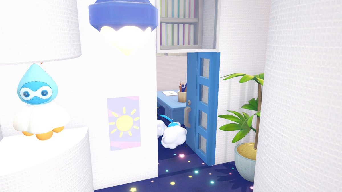 mrms222's tweet photo. 星空をイメージした内装☁️
チルットとチルタリスが住んでます！

#ぽこポケ       #ぽこあポケモン      
#pokopia https://t.co/YSudwBTSlf