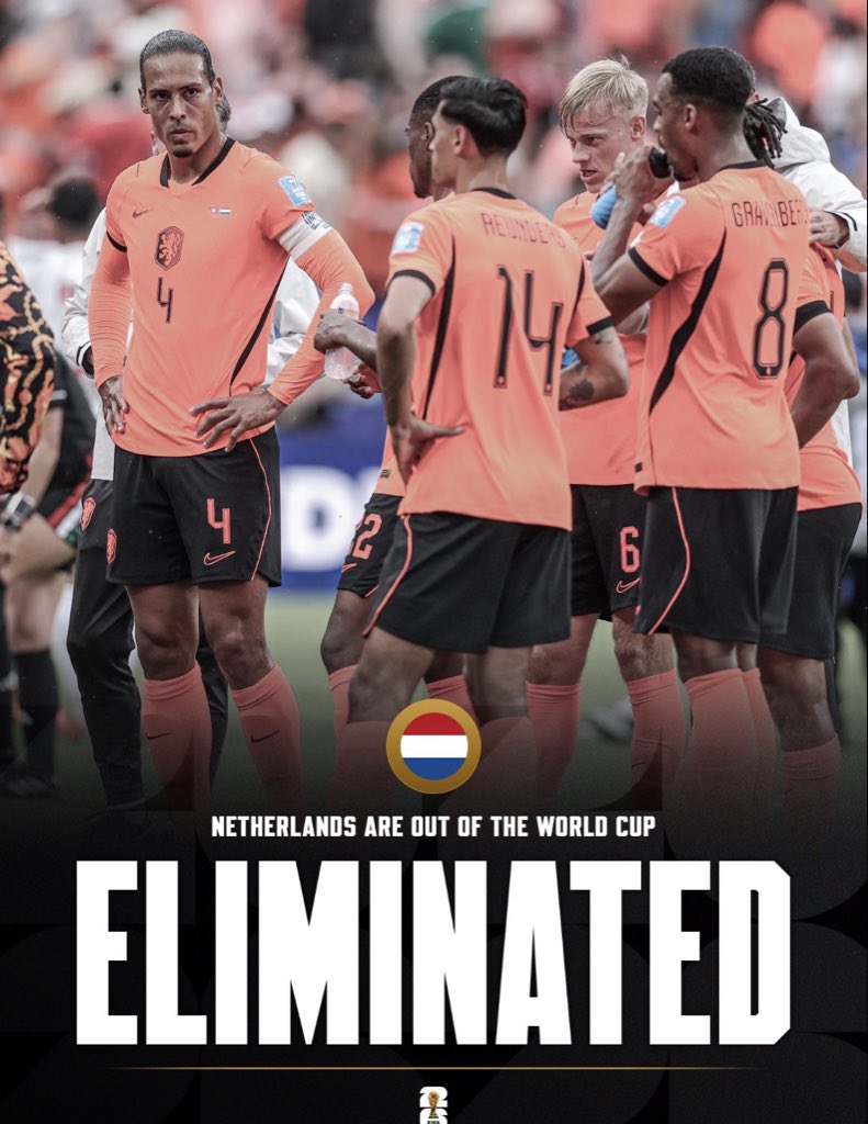 Navlys_01's tweet photo. ❌ BREAKING: NETHERLANDS ARE OUT OF THE WORLD CUP, ELIMINATED BY MOROCCO! 🇳🇱 https://t.co/dRqKKdjx90