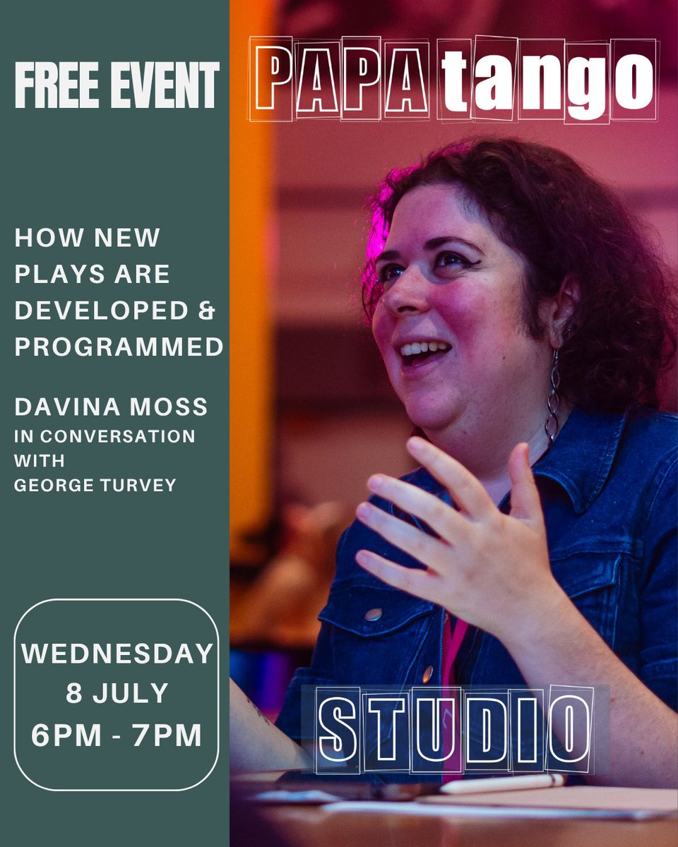 PapatangoTC's tweet photo. Join Papatango Artistic Director George Turvey and Sherman Theatre Literary Manager Davina Moss for a free online conversation about how theatres discover, develop and champion new writing.

🗓 Wednesday 8th July
⏰ 6pm - 7pm
💻 Online &amp; free

/ https://t.co/2ki8RYSyfB