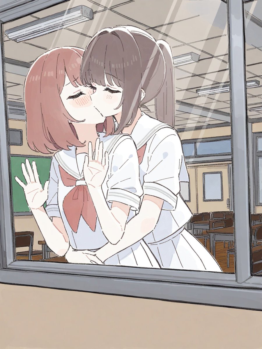Nill_Arts's tweet photo. 教室で百合キス https://t.co/E7Dl5atsQn