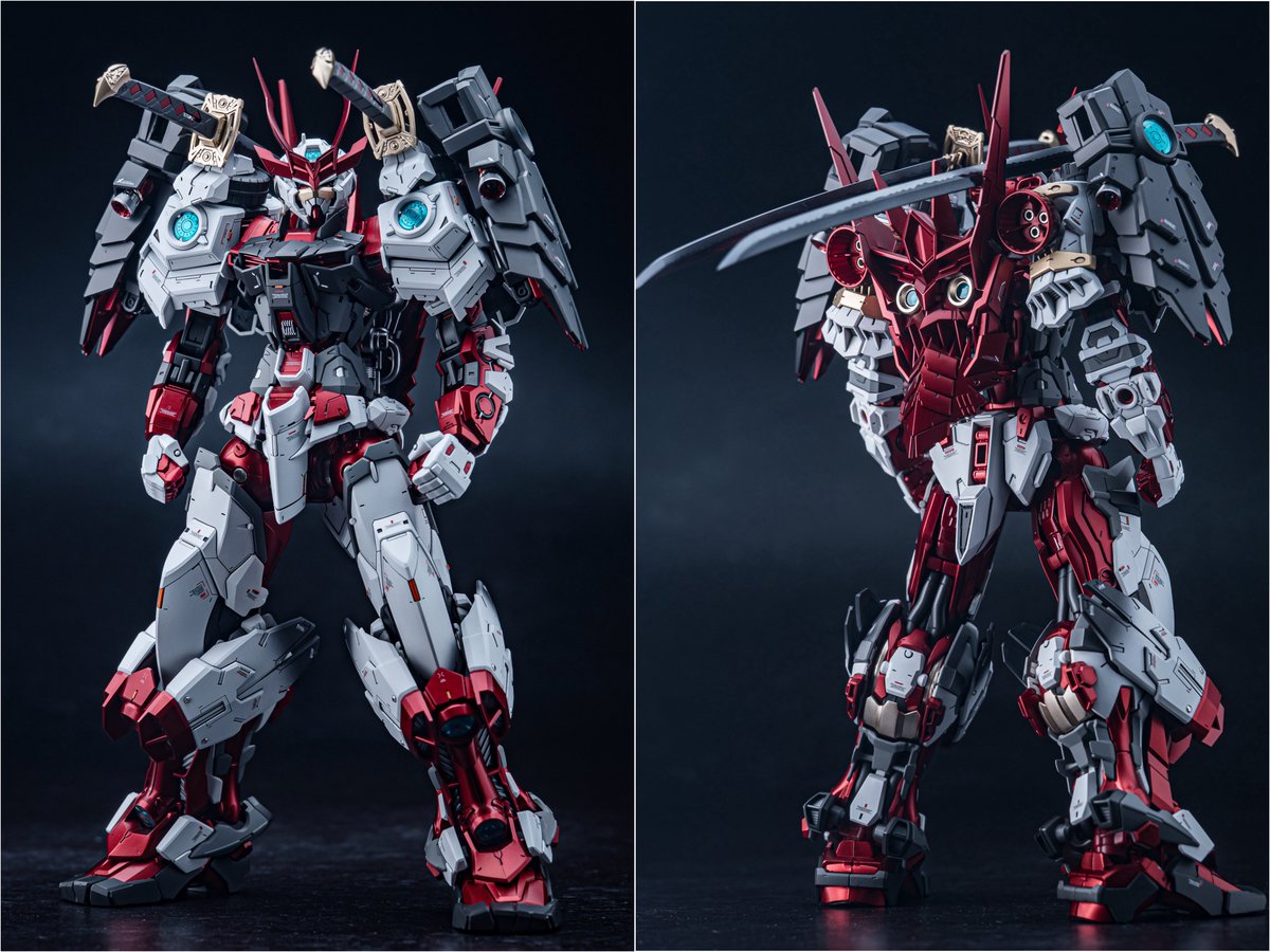 s_shifty's tweet photo. MG 戦国アストレイ頑駄無
完成しました！✨

ハイレゾの脚部を使用してマッシヴ体型の
アストレイに仕上げました！ https://t.co/cIEHqh8Ink