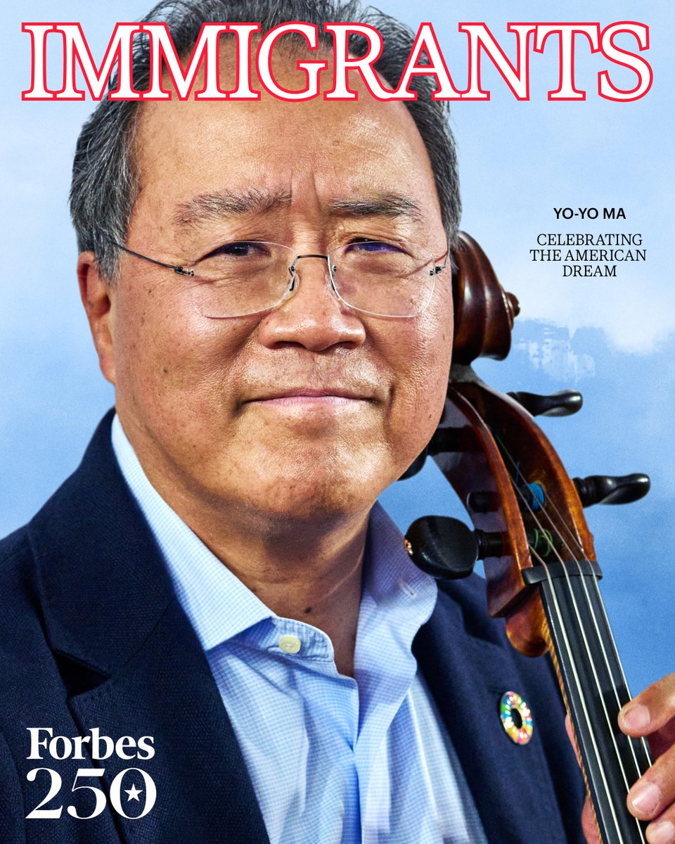 Forbes's tweet photo. Yo-Yo Ma performed for President John F. Kennedy as a child. Decades later, the Paris-born cellist has become one of the world's most celebrated classical musicians, earning 20 Grammy Awards along the way.

Ma is featured on the #Forbes250 America’s Most Successful Living Immigrants list.
See who else made the list: https://t.co/2Xgu79oZeb
📸: Horacio Villalobos via Getty Images