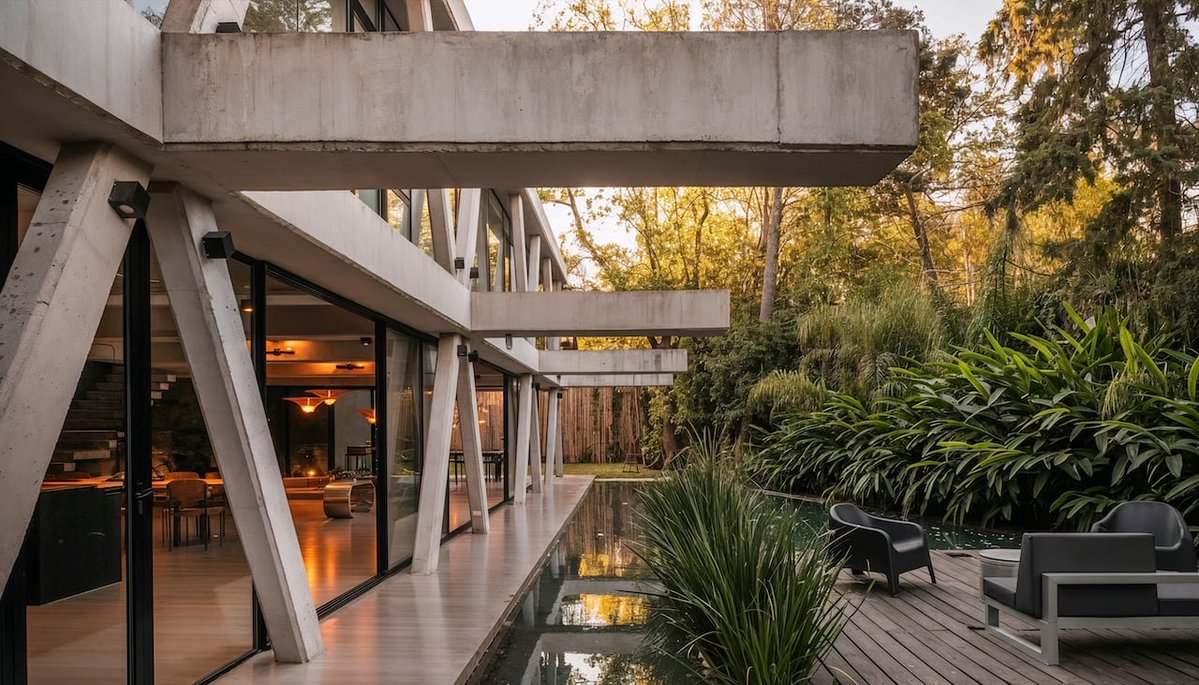 Architizer's tweet photo. #ProjectOfTheDay: X House by Diacono Arquitectos

 A reinforced concrete exoskeleton gives this house its distinctive identity while eliminating the need for interior columns. 

📍Buenos Aires, Argentina
Details: https://t.co/54bt7LIzdT https://t.co/ln953jkFc2