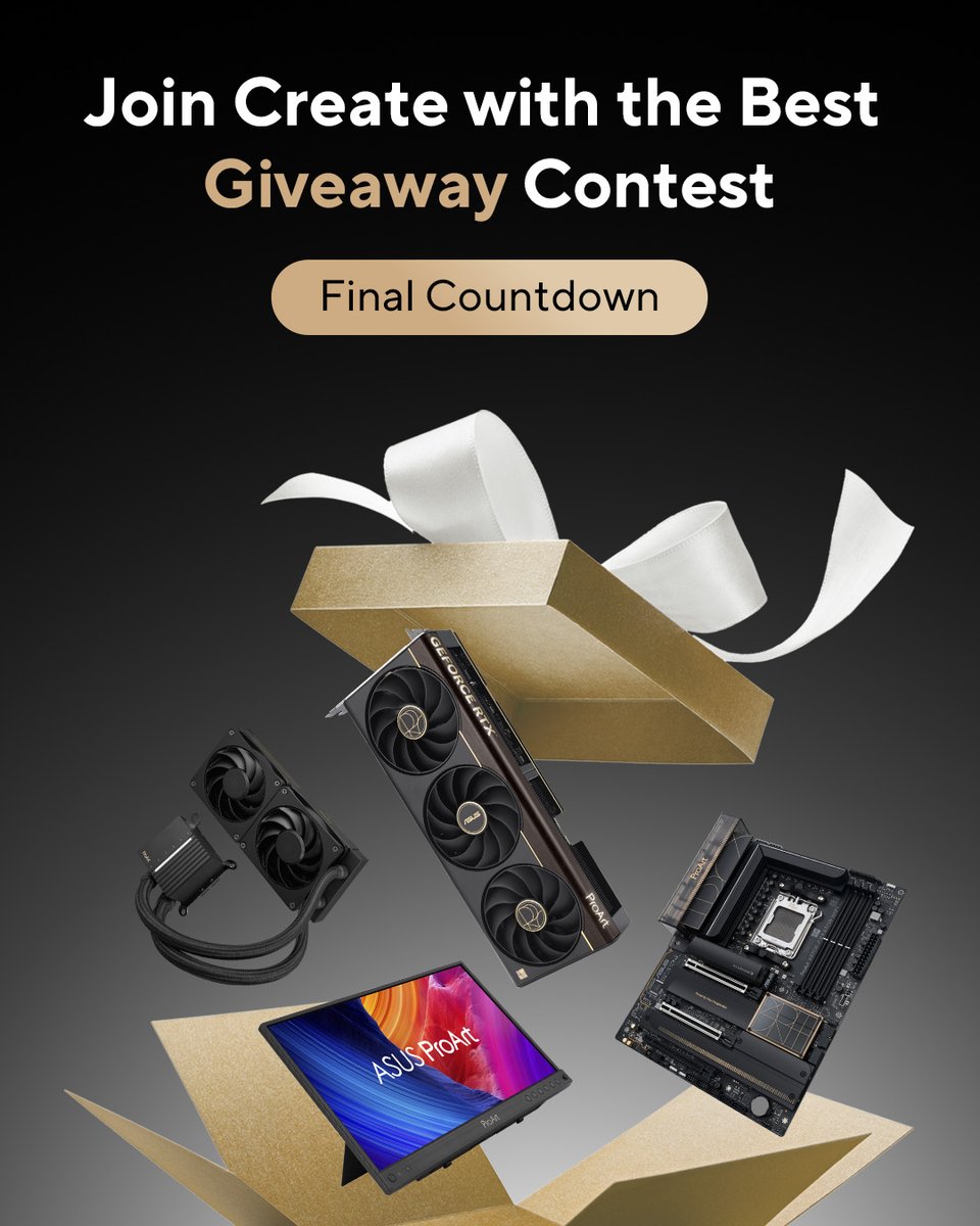 ASUS's tweet photo. Ready to upgrade your creative setup? 🖥️🎨

Design a killer ProArt wallpaper and you could win exclusive ASUS ProArt gear. Your next creation could be the winning one. ✨

📅Deadline: July 3, 16:00 UTC
Join now: https://t.co/xJ1QaGZJwa

#ASUSProArt #CreateWithTheBest #Giveaway https://t.co/DxFSl42FmN