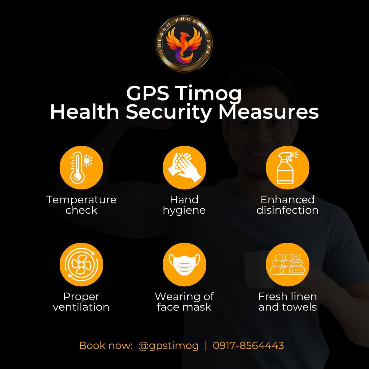 GPSTimog's tweet photo. 🔥 Your Safety, Our Priority. 🔥

At GPS Timog, we are taking proactive steps to help protect our guests and staff against Mpox and other communicable diseases. 

Our health and safety measures include temperature screening, strict hand hygiene, enhanced disinfection protocols, proper ventilation, fresh linens and towels for every guest, and the use of protective equipment when necessary.

We encourage everyone to practice good hygiene, monitor for symptoms, and postpone their visit if feeling unwell. 

Together, we can maintain a safe, clean, and relaxing environment for all.