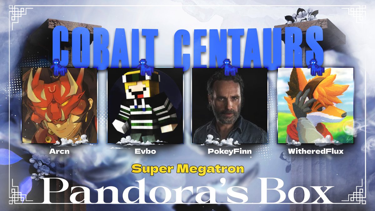 SacronixTV's tweet photo. 🏹Announcing the Cobalt Centaurs!🏹

@ArcnMC @EvboYT @boomhauer456 @FluxWithered 

Watch them compete in Pandora's Box: SUPER MEGATRON on July 5th at 4PM EST! https://t.co/Gu7LWmkh8y