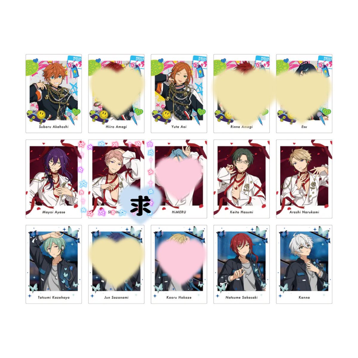 utprtamago's tweet photo. 【交換】あんスタ ぱしゃっつ P.A.shots!! Extra SELECTION 10 UNIT SONG

譲▶︎桃李 弓弦 北斗 スバル 真 鉄虎 忍 千秋 奏汰 巽 マヨイ 凪砂 ひなた ゆうた こはく アドニス 友也 光 創 敬人 司 嵐 夏目 つむぎ 宙 斑 カンナ

求▶︎宗

🌸3BOX予定
🌸仮約束の為出なかった場合は白紙
🌸郵送での交換 https://t.co/Esk1lNJ7QB