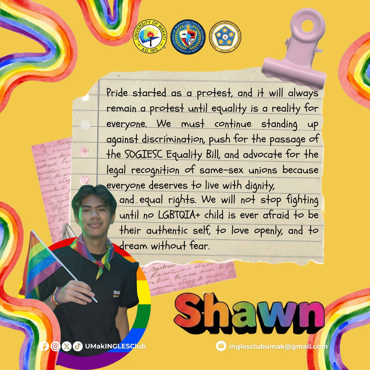 UMakINGLESClub's tweet photo. 🌈 𝗗𝗮𝗽𝗮𝘁 𝗺𝗮𝘆 𝗯𝗮𝗸𝗹𝗮... 𝗠𝗮𝗵𝗮𝗹 𝗸𝗼 𝗮𝗻𝗴 𝗺𝗴𝗮 𝗯𝗮𝗸𝗹𝗮, 𝗠𝗮𝘀𝗮𝘆𝗮 𝗸𝗮𝗽𝗮𝗴 𝗺𝗮𝘆 𝗯𝗮𝗸𝗹𝗮! —𝑴𝒔. 𝑬𝒖𝒈𝒆𝒏𝒆 𝑫𝒐𝒎𝒊𝒏𝒈𝒐, 𝑨𝒏𝒈 𝑩𝒂𝒃𝒂𝒆 𝒔𝒂 𝑺𝒆𝒑𝒕𝒊𝒄 𝑻𝒂𝒏𝒌 𝟐 👸
 
#INGLESClub
#PrideMonth2026

1/4 https://t.co/2XZ2ytDQ1e