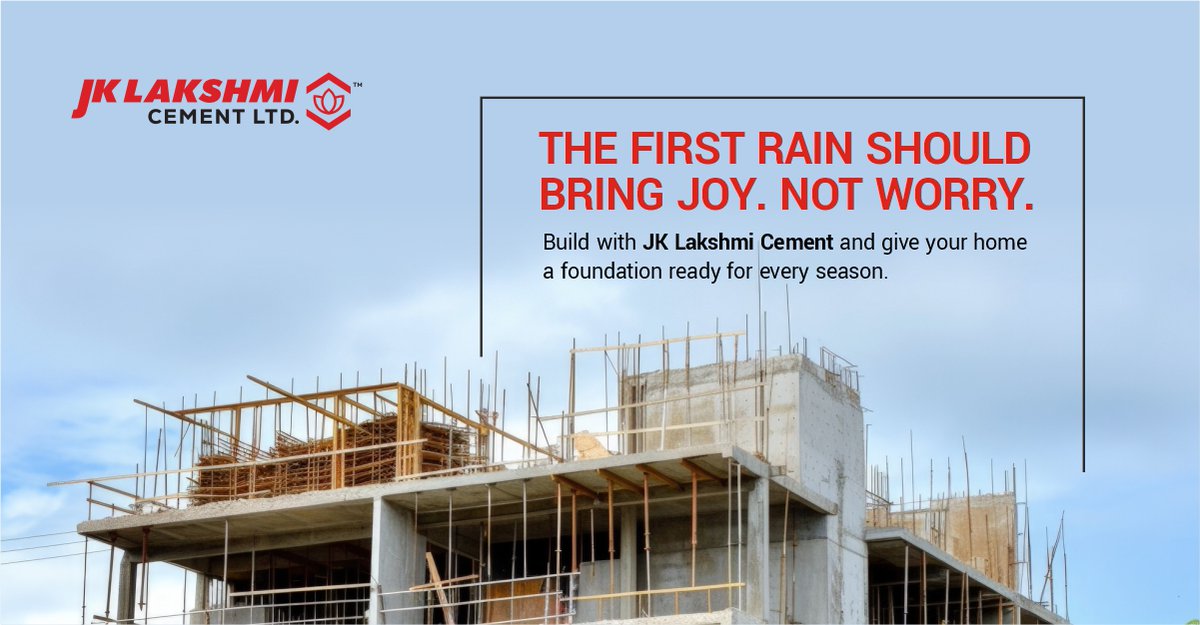 JKLCofficial's tweet photo. Rain is inevitable. Worry isn't.
Build with JK Lakshmi Cement and give your home a foundation that's ready for every season.
#JKLakshmiCement #MonsoonReady #BuildRight #StrongFoundations https://t.co/tHk77AzvGh