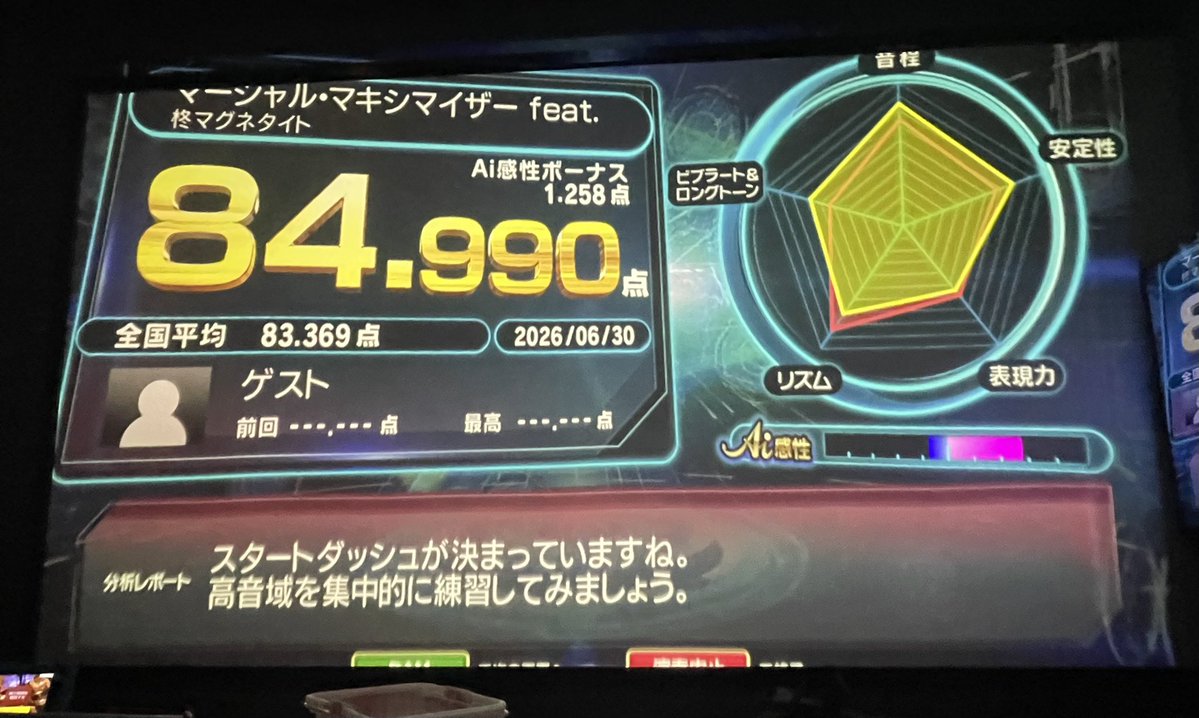 Pikumin_105's tweet photo. カラオケの結果リプに繋げてみようかと思いまして…！
DAMさん厳しくないですか…？？
特に分析レポート… https://t.co/ZHgRUeCttt