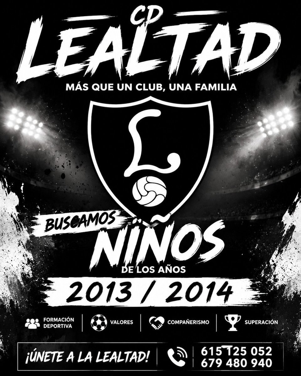 CDLealtad's tweet photo. 🗣️🔊 | Hacemos un llamamiento para niños nacidos en 2013 / 2014 para unirse al Lealtad.

Animaros y no dudéis en llamar a los teléfonos proporcionados en este cartel.

Ningún lugar mejor para formarse que aquí en la villa 😁 https://t.co/bWnEAVQoEU
