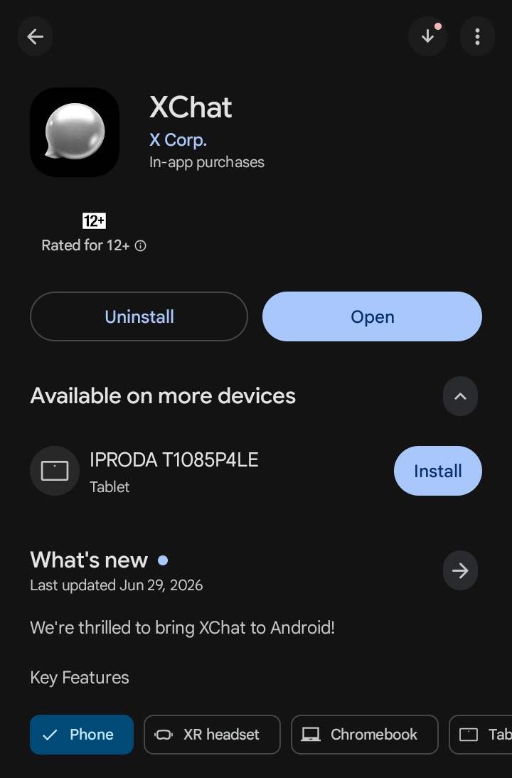 FelixTolu360's tweet photo. XChat is NOW LIVE on Android guys💃!
Finally! The official X messaging app just dropped. Clean, fast, and made for us.
Go download yours now 👇
#XChat #XApp #Android
@chat @X @elonmusk @xai @grok https://t.co/9RQbpZMx4d