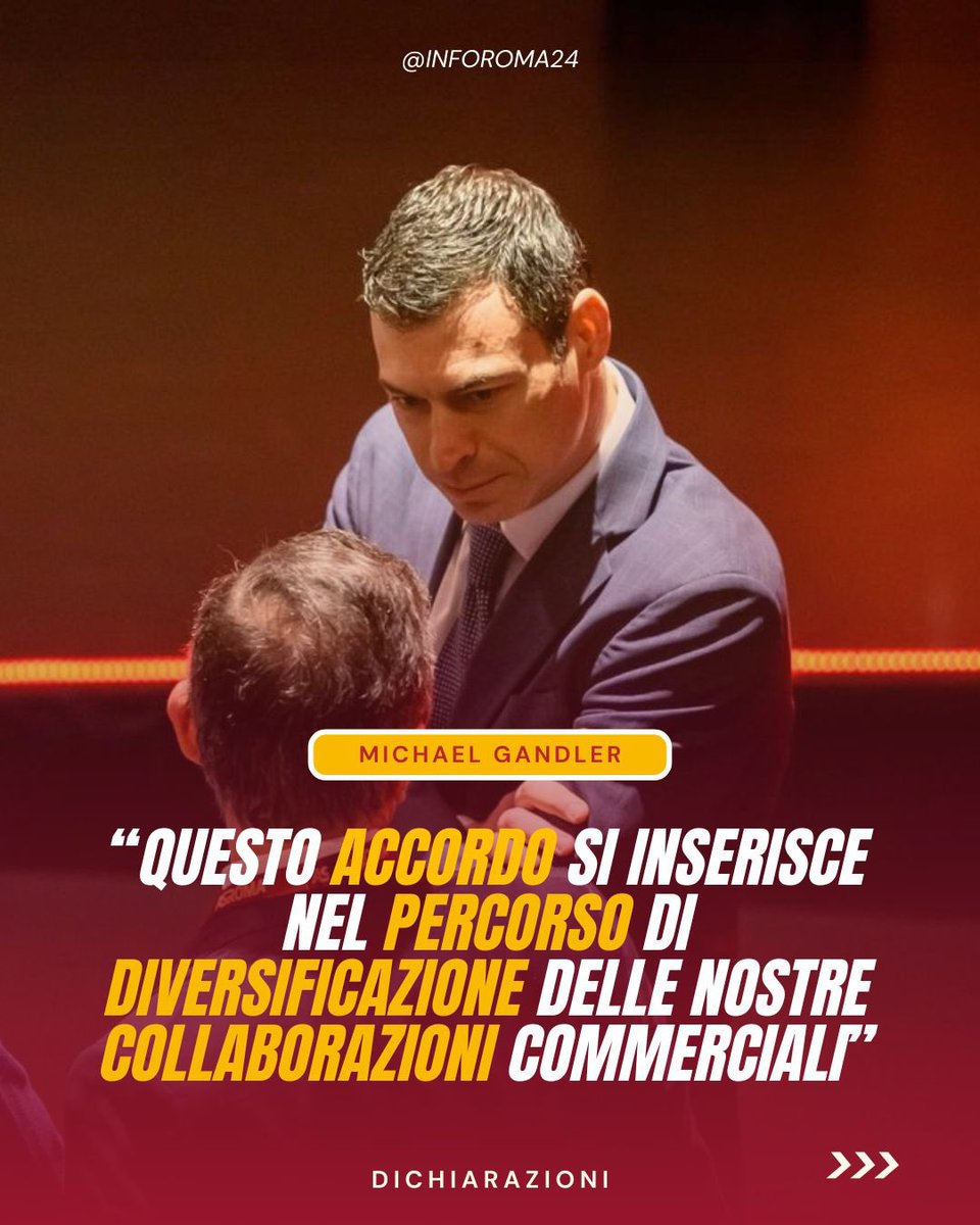 inforoma24's tweet photo. 🟡🔴 A seguito dell’annuncio della nuova partnership strategica tra #ASRoma e #Orodei, hanno preso parola per spiegare i motivi dell’accordo il Chief Business Officer giallorosso, Michael #Gandler, e il presidente dell’azienda collaboratrice Antonio Maesano. https://t.co/muL7SzQaV9