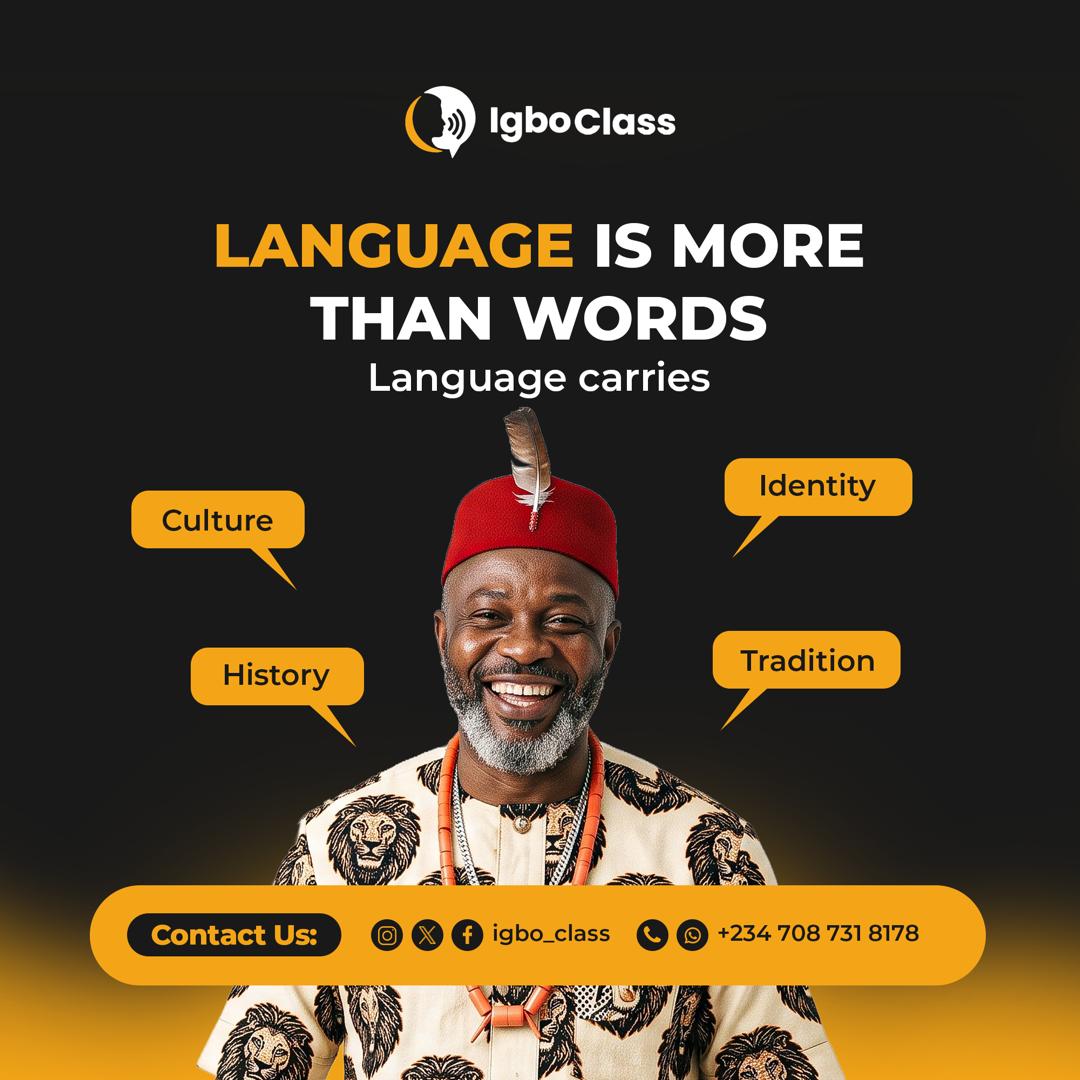 Igbo_Class's tweet photo. Your language is your identity. Your culture. Your history. Your tradition. 

Don't let it fade away. Learn Igbo, speak Igbo, keep the culture alive! 

Start your journey with us 👇

#LearnIgbo #IgboClass #IgboLanguage #Culture #Nigeria #AfricanLanguages #AsụsụIgbo https://t.co/ZPPv9NDtaH