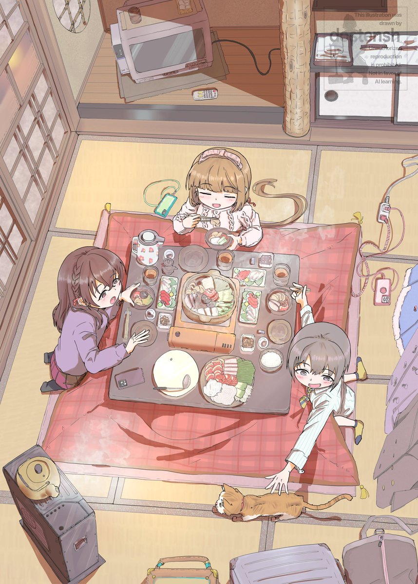 dostensh's tweet photo. 掲載許可いただきましたので……おとよりふじ👟🐚🍵を描いたぜ👍☺️👍こう忘年会的なね、ほのぼのとした感じを描きたかったんですよ、この3人には「3人のかけがえの無い毎日」を過ごしてほしい欲がすごい強いんだなって思った https://t.co/IYO8cRJbxo