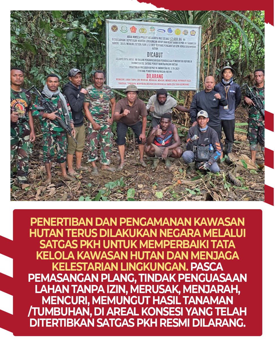 mediapakss's tweet photo. Satgas PKH resmi menguasai kembali 12.659 hektare areal lahan eks PT Megasurya Mas sebagai bagian dari penertiban kawasan hutan.

@Satgaspkh 

#satgaspkh #penertibankawasanhutan #indonesiamaju #satgaspkhselamatkanhutannegara https://t.co/oJDmnFqT8y