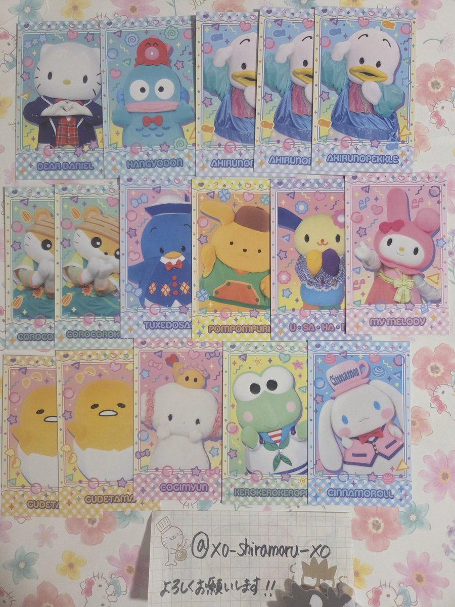 xo_shiramaru_xo's tweet photo. サンリオ キャラポトレ ポトレ カード トレカ チェキ 交換

【譲】画像1
撮影後、各スリーブへ入れます
【求】ピアノ∞＞ばつ丸∞、キティ2、タイニーチャム1、キキララ2、キティチャム箔押し

固定ポストピューロ手渡し
おまとめ優先
郵送はおまとめのみ、お返事お時間いただく可能性あります
↓ https://t.co/npcBRYA7R0