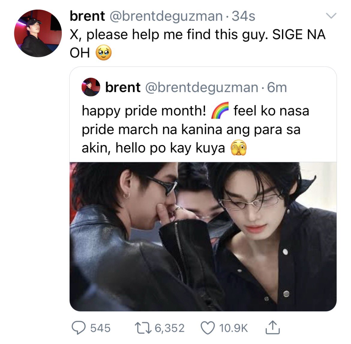 vachirawhatt's tweet photo. 🌧️ PRIDE MARCH
(a brightwin few twts au pride month special 🏳️‍🌈)

- it only took one glance, one pride march, and one reckless tweet: “X, please help me find this guy.” https://t.co/bPnqZ0flqp