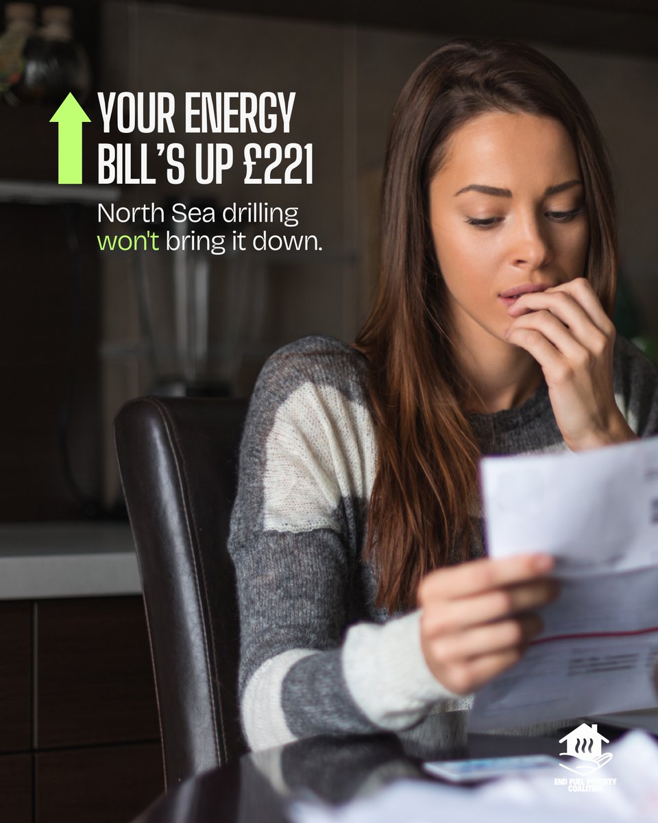 EndFuelPoverty's tweet photo. 🗣️£221 rise to the average energy bill this week. And Cornwall Insight's outlook? Just a 0.5% fall in October, and only if a fragile ceasefire holds.

❌ The price shock profiteers say new North Sea licences are the answer. They're not: 90% of commercial reserves are already gone and what's left sells at global prices.

✅ The real fix is renewables, efficiency and heat pumps for every home, barely mentioned in Andy Burnham's "rewire Britain" speech.

The next PM needs to rewire how bills are set: a permanent social tariff, an end to energy debt and lower electricity prices.

#EndFuelPoverty #PriceCap