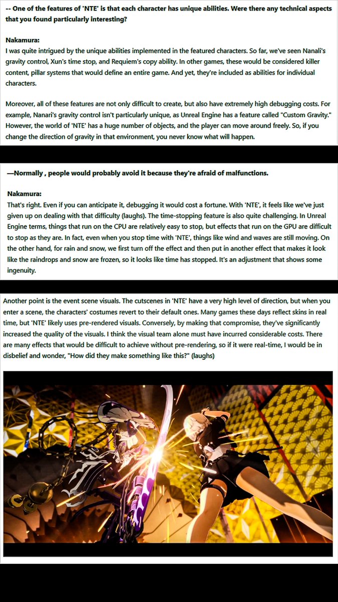 iKaito_1's tweet photo. Unreal Engine expert Masahiko Nakamura praised NTE's technical design.

→ He said giving every character unique exploration abilities is impressive because it's extremely difficult to implement.

Thread 

#NTE #Nevernesstoeverness https://t.co/sUs4lvnHDA